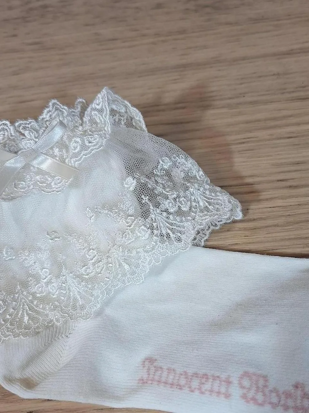 Innocent World Ivory Rose Lace Cuff Ankle Socks | Classic Lolita